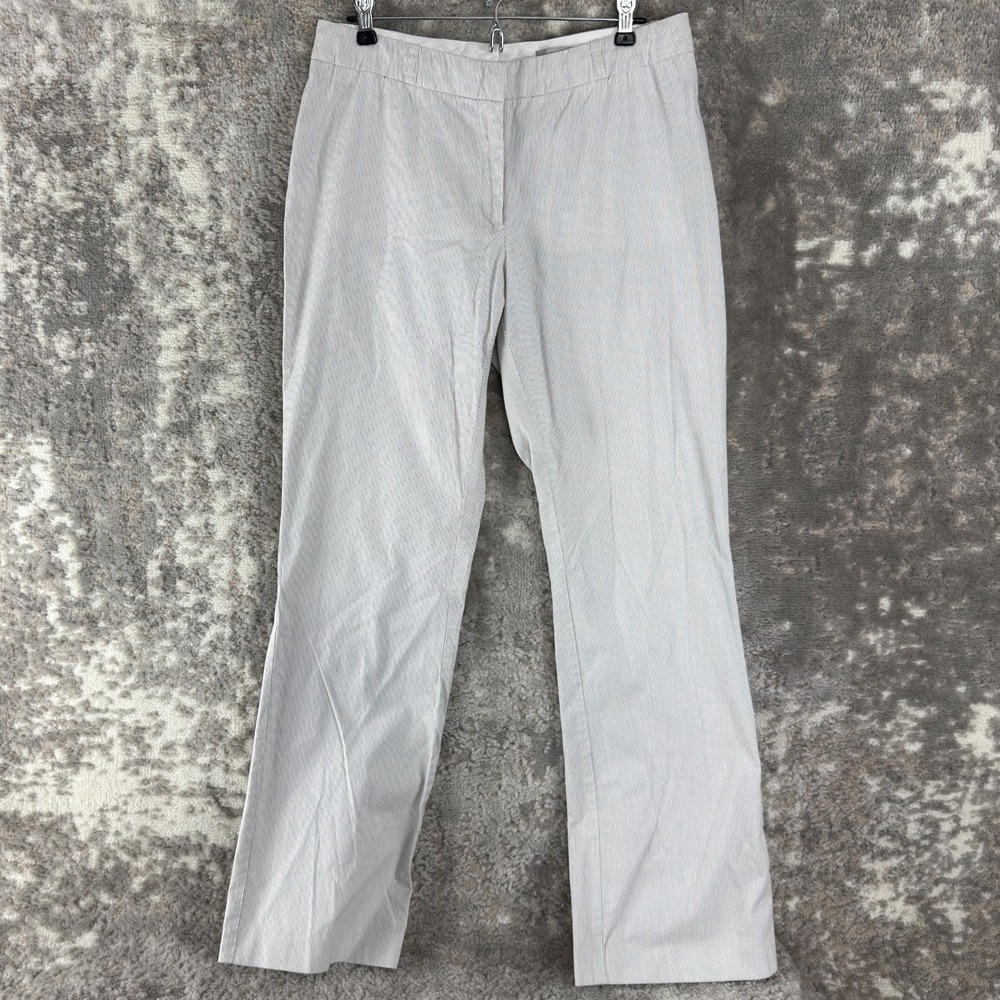H&M Size 12 Pin Stripe‎ Straight Leg Flat Front Casual Button Zip
